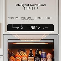 Vista 2 de Ca'Lefort - Refrigerador de 60 cm para bebidas, para 238 latas, refrigerador alto con puerta de vidrio, refrigerador de bebidas de 40-65°F con 3 LED