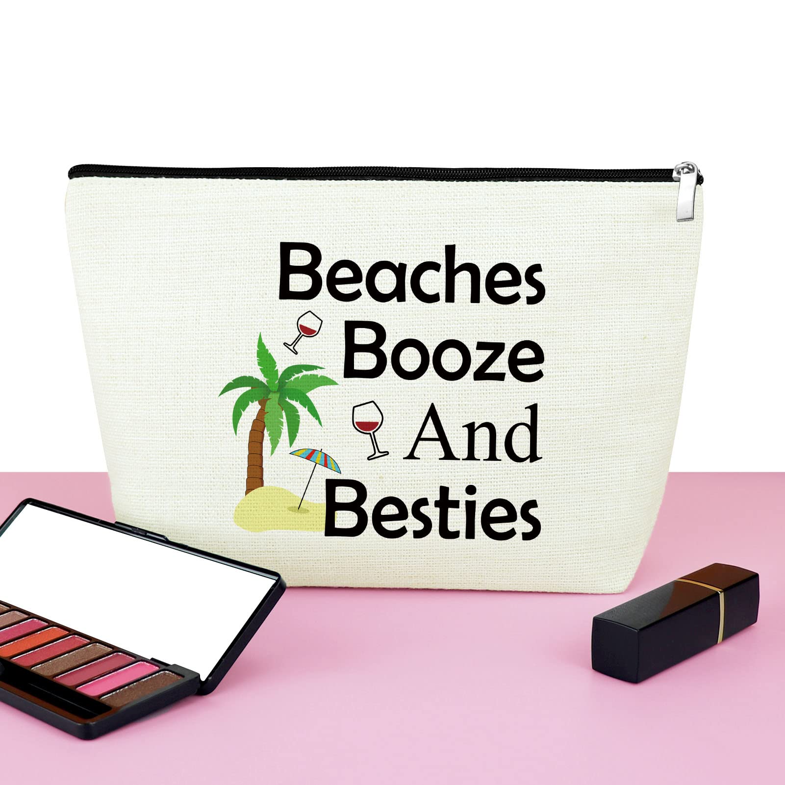Mxrymvu Beach Gifts for Women Friends Makeup Bag Beach Lover Gifts Cosmetic Bag Funny Vacation Gift Seaside Themed Pouch for Women Besties Birthday Christmas Graduation Present Travel Makeup Pouch