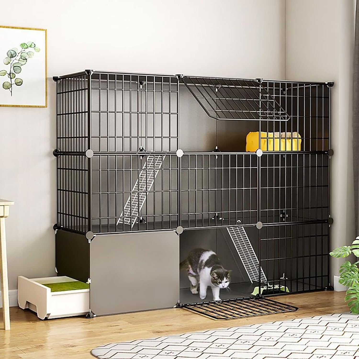 asdchZen Cat House Cat Cage,Indoor Diy Cat Cages Playpen Detachable Metal Wire Kitten Cage Pet Cat Enclosures With Door For Cat And Small Animals