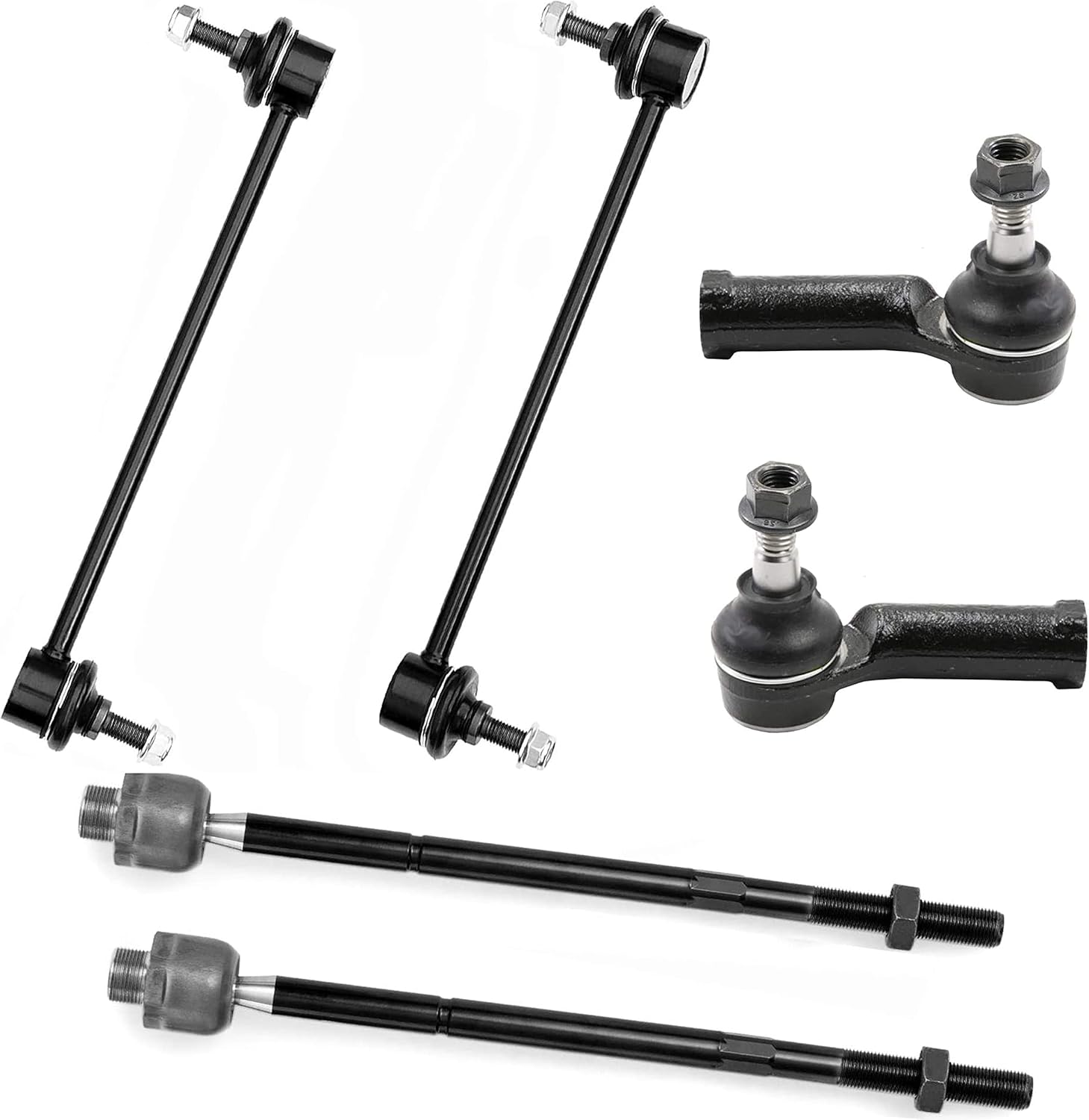6 PC Front Sway Bar Link Kit + Inner/Outer Tie Rod End Kit FITS Fiesta 2011-2017, K750612 EV800903 ES800985 ES801173