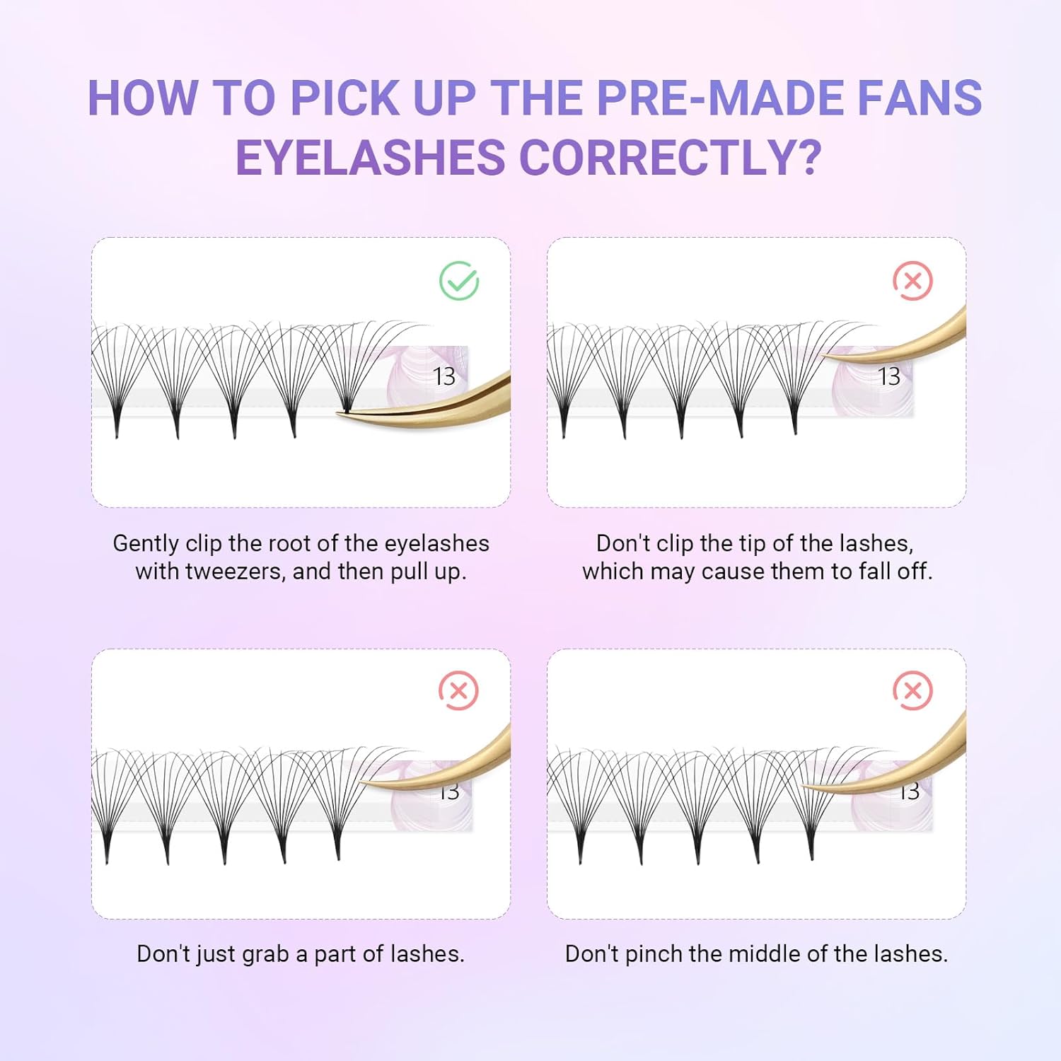 NAGARAKU Premade Fans Eyelash Extensions 5 Trays in 1 Pack 320 Fans 10D Volume 0.07 D Curl 10/11/12/13/14mm Sharp Narrow Stem Clusters Thin Pointy Base Russian Pre Fanned Volume Lash Fluffy Black