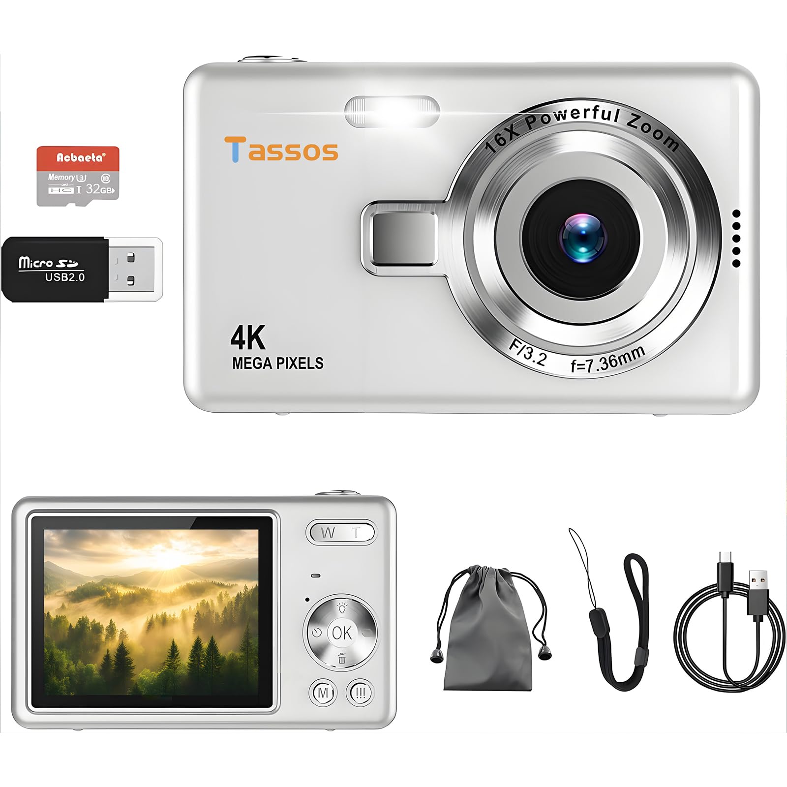 Câmera Digital 1080P Fhd 4K com Tela Lcd de 2,4