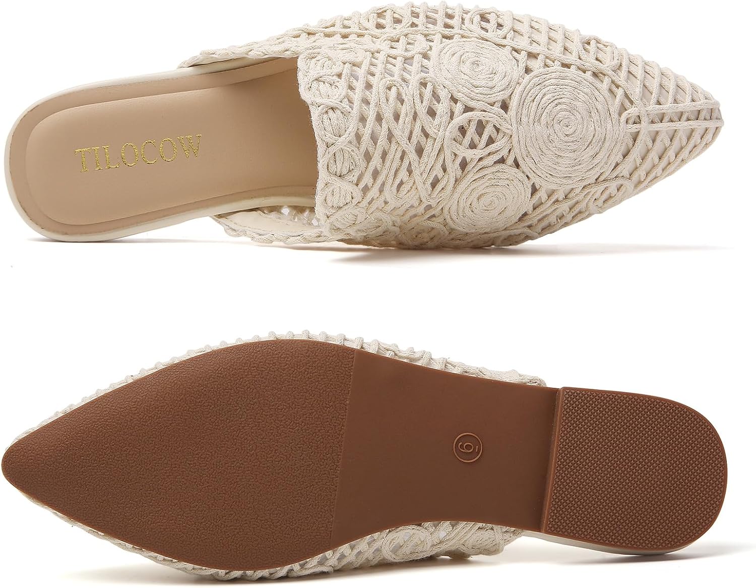 Tilocow Mules for Woman Comfortable Pointed Toe Backless Loafers Flat Mule Business Casual Shoes Slides Slip on - Image 4