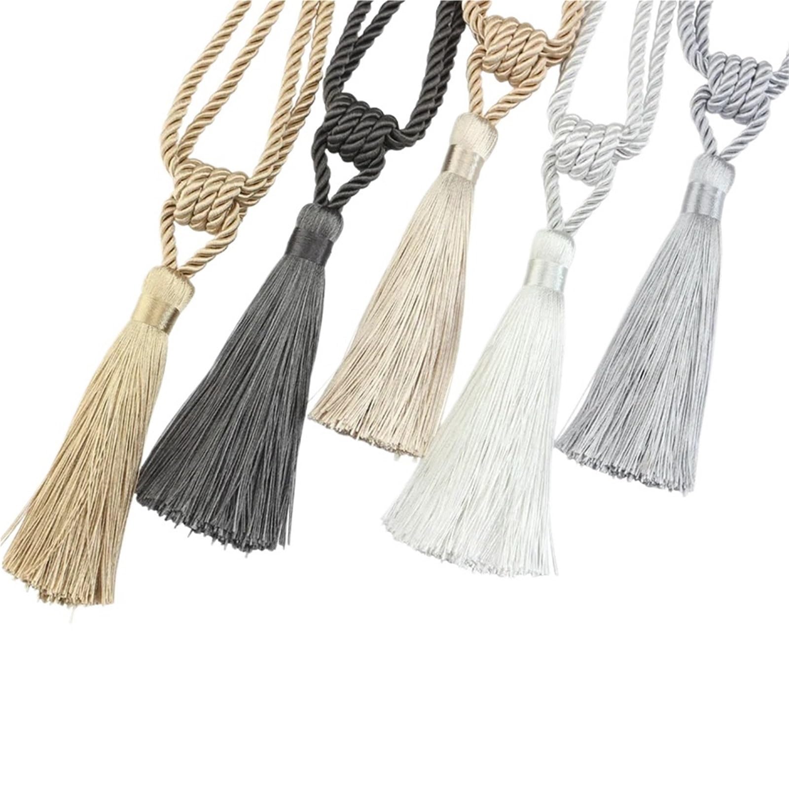 Lot de 10 embrasses de rideaux à pompons - Accessoires de décoration moderne (lin)