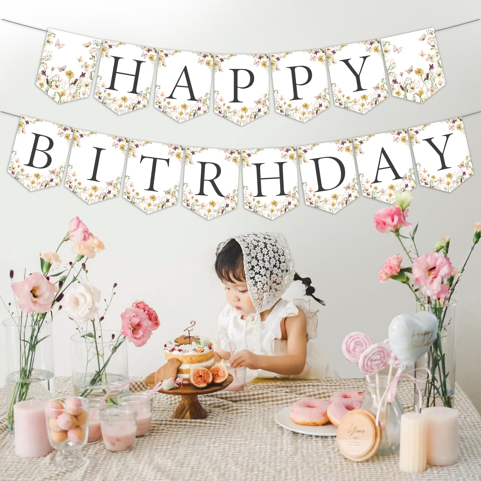 Ghirlanda di fata rosa per il primo compleanno in formato PNG, design a sublimazione con fate dei fiori selvatici, festa del primo compleanno delle fate, fata dei fiori, download istantaneo