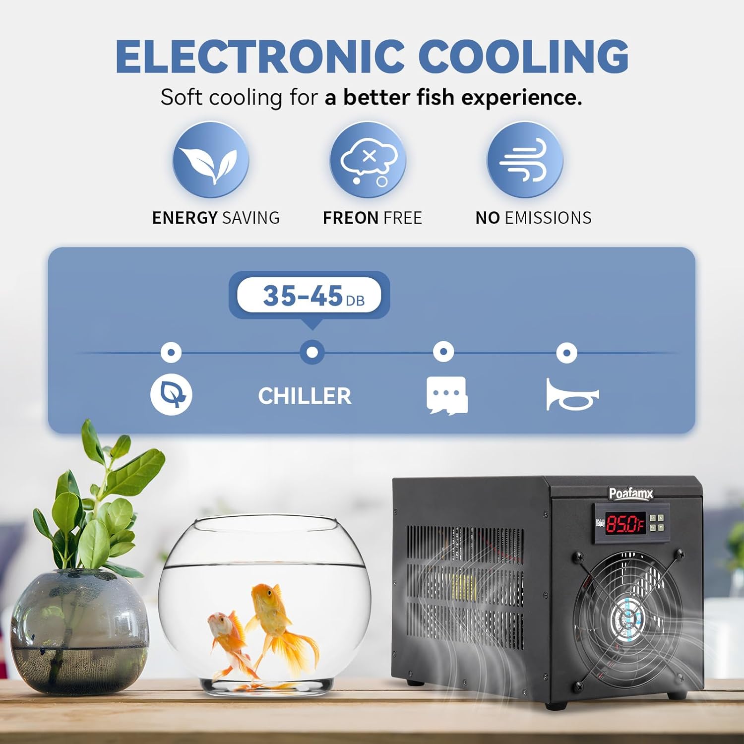 Poafamx 16gal Aquarium Chiller 60L Fish Tank Cooler Unit ℉ Quiet for Home Fish Shrimp Breeding Aquaculture