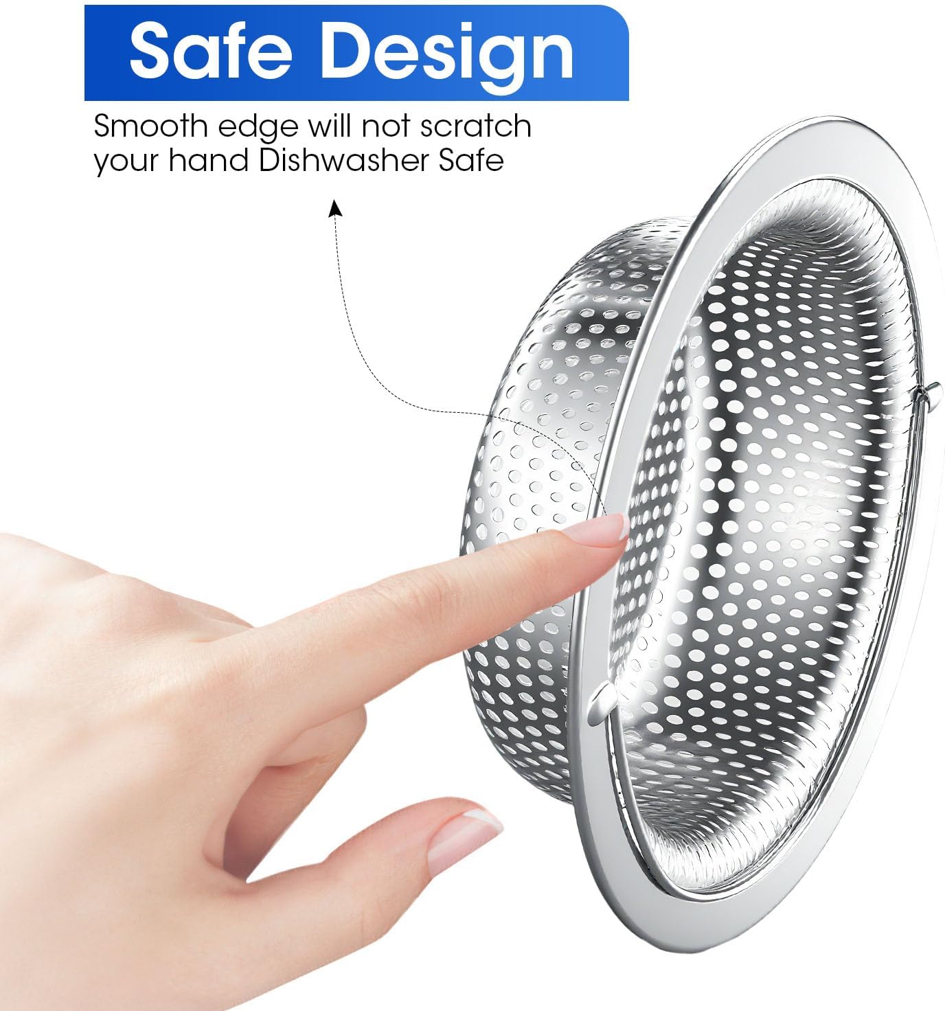 2 Pack 4.5 Inch Kitchen Sink Drain Strainer with Handle, Rustproof Stainless Steel Food Catcher, Prevents Clogged Pipes, Micro-Perforated Drain Filter for Home, Apartment and Tiny House