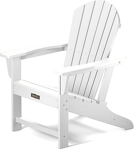 SERWALL Silla Adirondack - Sillas Adirondack tradicionales HIPS para exteriores, resistentes a la intemperie, color blanco