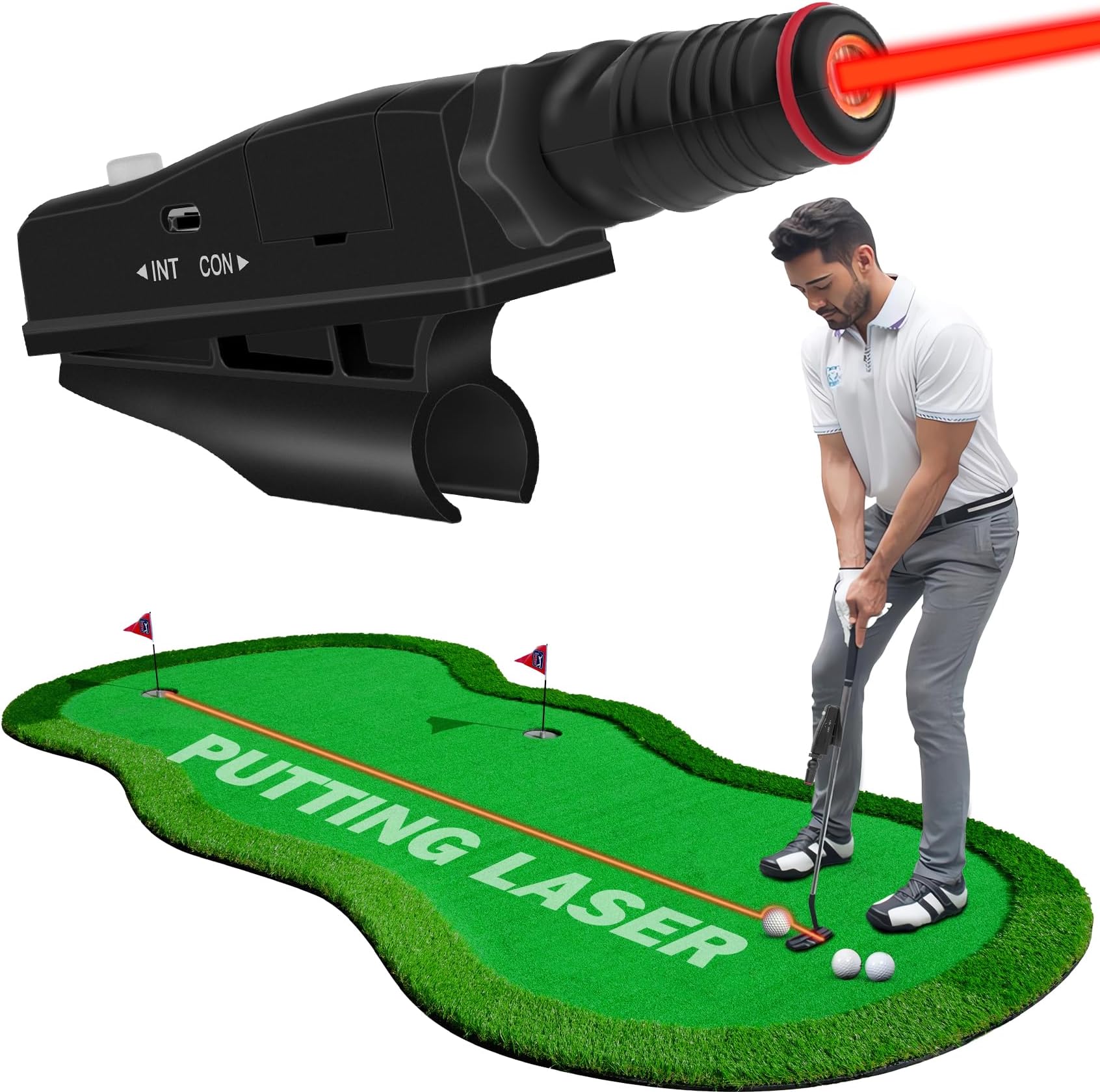 ACHIXIndoor Golf Putter Laser Aiming Device,Putting Laser Training Aids,Laser Putt Pro Putting Practice Corrector,Golf Putting Laser Alignment Tool