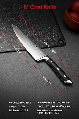 Miniatura 4 de Cuchillo de chef de 8 pulgadas, cuchillo de cocina súper afilado, acero inoxidable alemán, cuchillos de chef profesionales, mango ergonómico de
