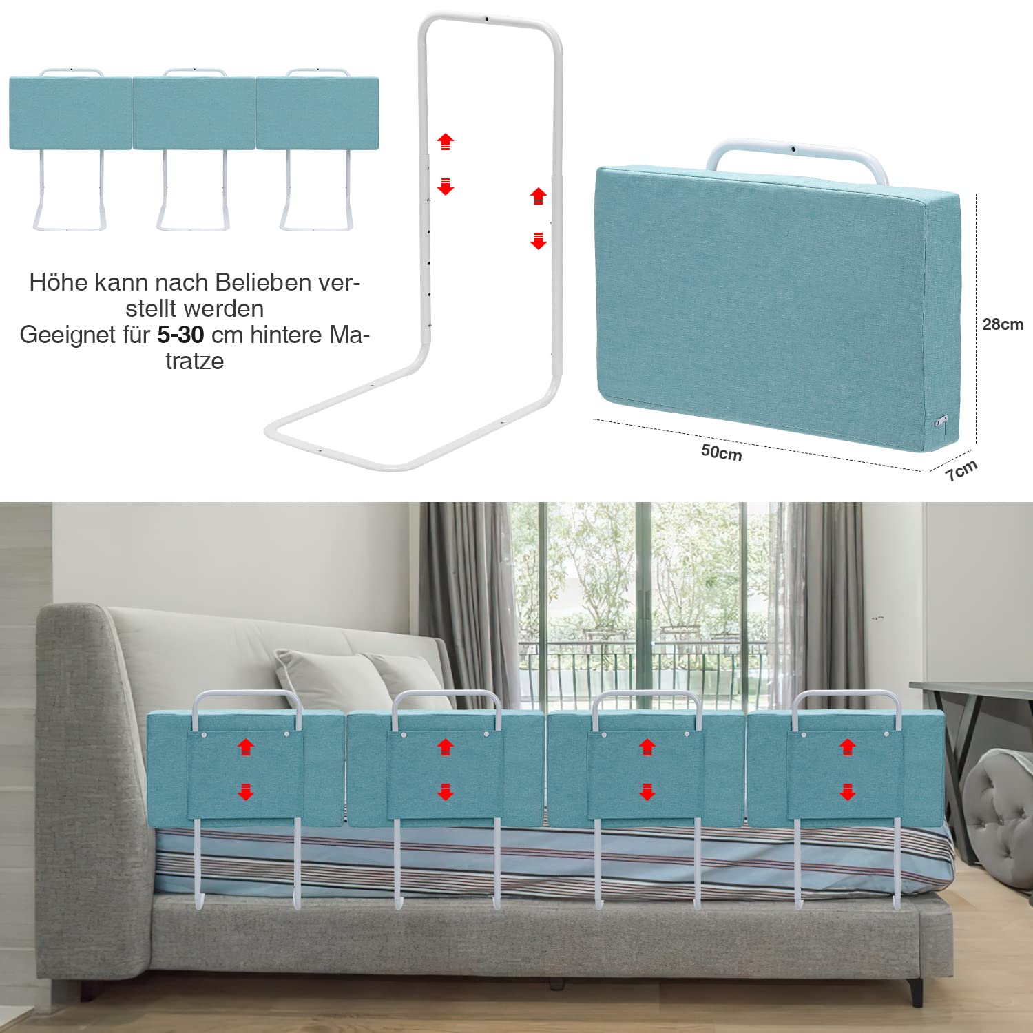 Barriere per Letto, 2*Letto Bambini Sbarra, protezione del sponde letto, protezione anticaduta per bambini Robusto confortevole, Barriera di Sicurezza Schiuma cotone perlato (verde)