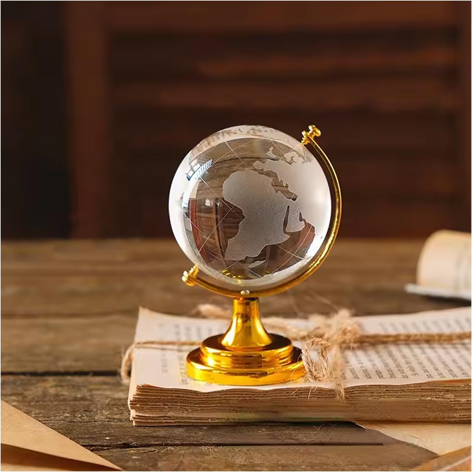 GURU KIRPA ENTERPRISES Mini Crystal Globe with Golden Stand