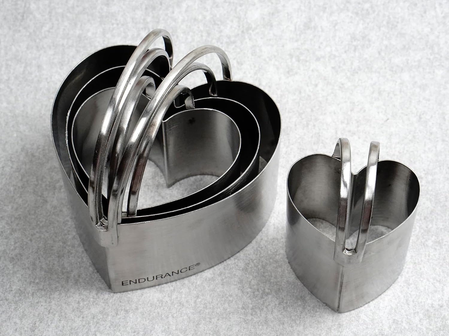 RSVP International Endurance Heart Shape Biscuit Cutters - Stainless Steel, Set of 4 | Nest for Easy Storage | For Cutting Thick or Thin Dough | Professional | Dishwasher Safe