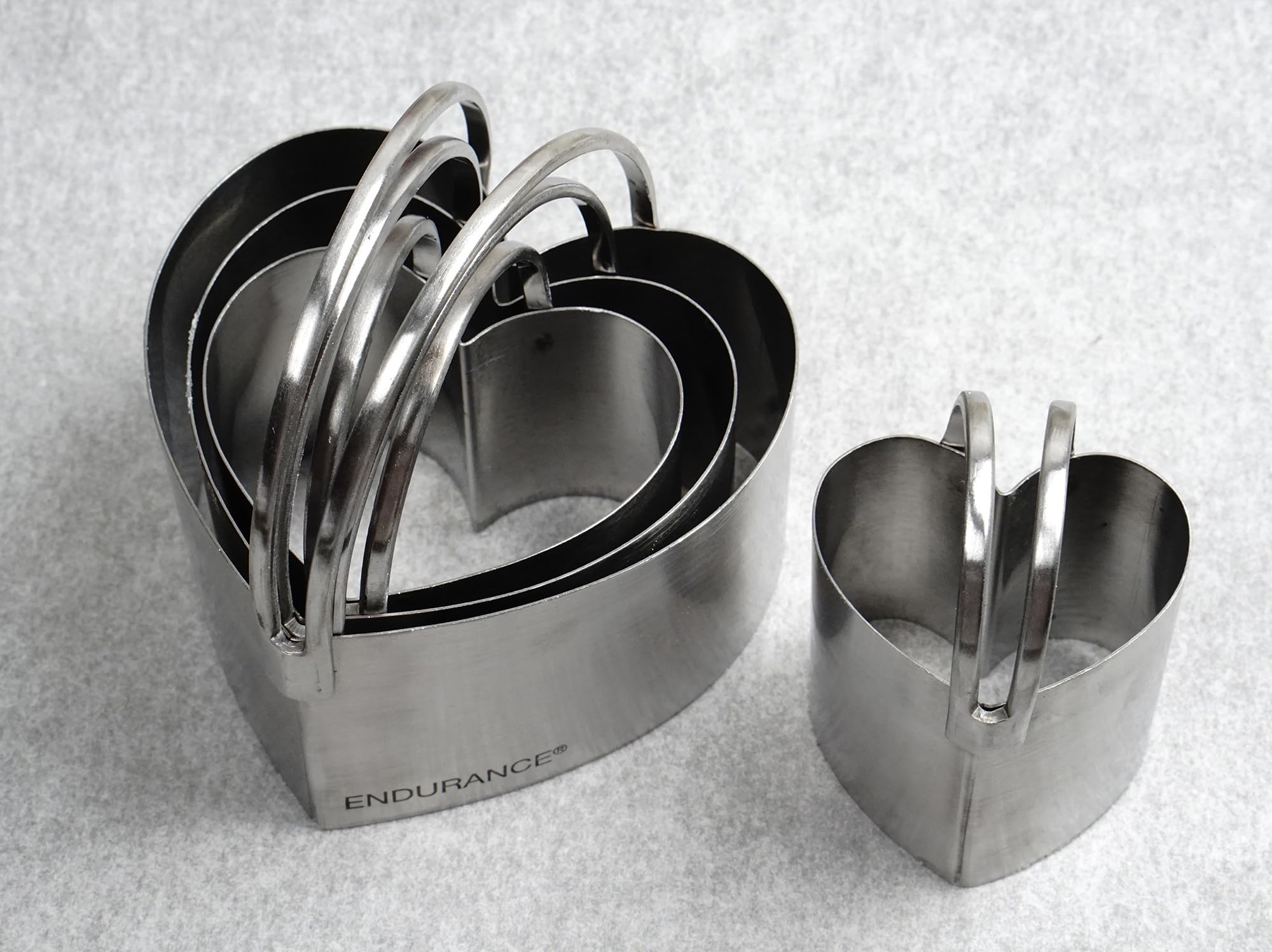 RSVP International Endurance (HBC-4) Cortadores de galletas con forma de corazón, acero inoxidable, metalizado