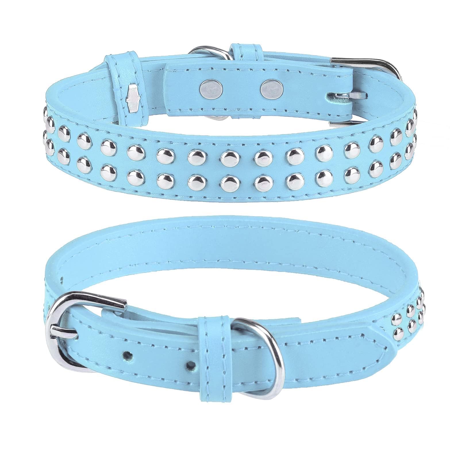 Collier pour chien en cuir BINGPET BA2006 bleu clair M pour le bien-être de votre compagnon