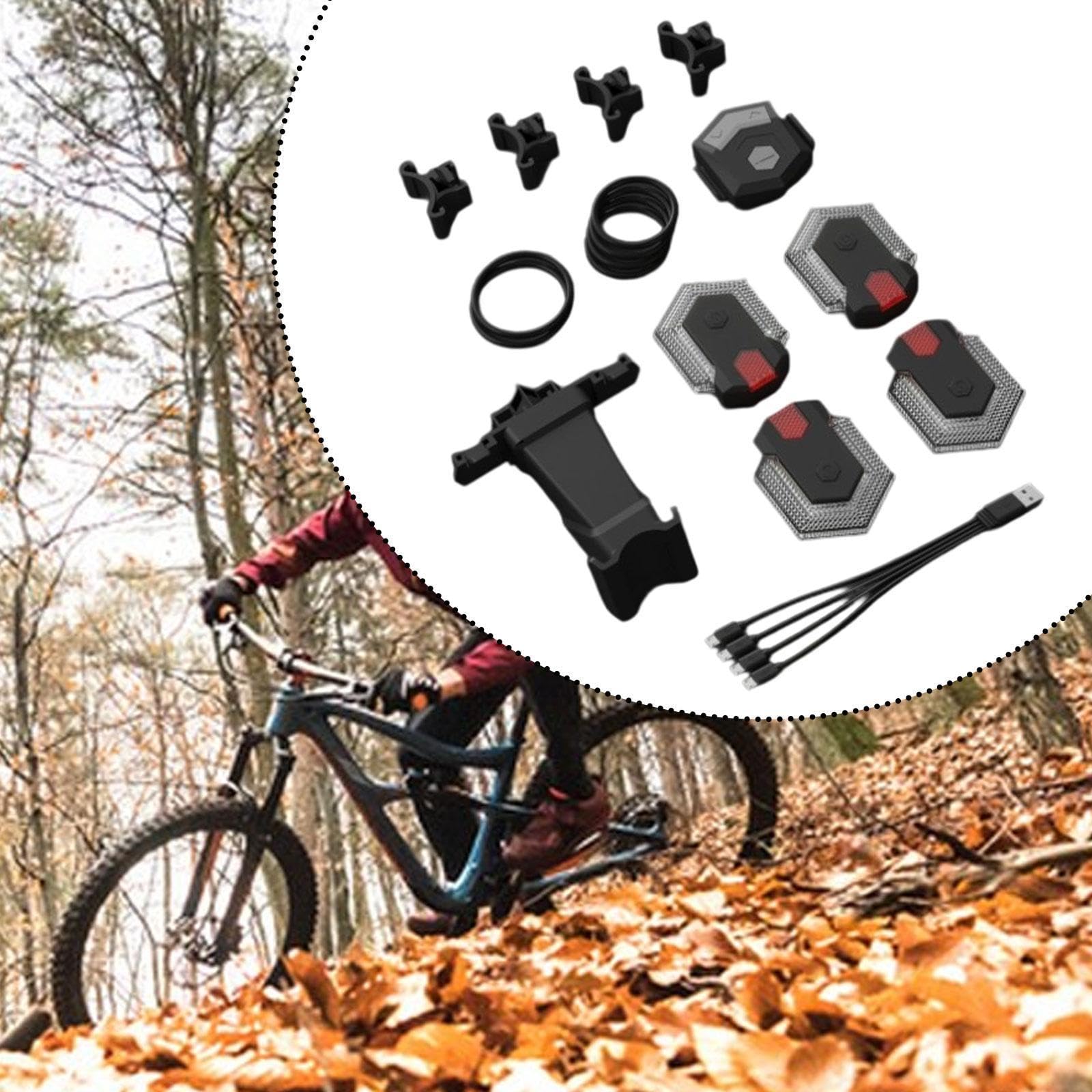 4 Pezzi Luci Indicatori di Direzione per Bici Fanale Posteriore LED Intelligente Controllo Remoto Impermeabile Adatto a Ciclisti Casco Zaino
