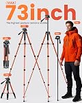 CAMBOFOTO 73" Camera Tripod and Monopod, Professional Aluminum Tripod Stand for Mirrorless Camera/DSLR/Cell Phone/Camcorder/GoPro, with Phone Holder and Travel Bag (Burnt Orange)