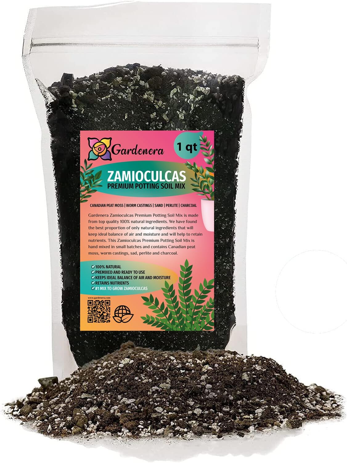 Elevate Your Zamioculcas with Gardenera's Organic Soil Blend - Cultivate Healthier and More Elegance - 1 Quart
