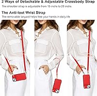 Vista 2 de KIHUWEY Funda tipo cartera cruzada para iPhone 13, iPhone 14, funda con bolsillo con cremallera y soporte para tarjetas, funda protectora de piel