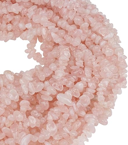 Miniatura 2 de favoramulet Cuentas con chip de cuarzo rosa de 5 a 0.315 in para la fabricación de joyas, hilo de cuentas sueltas de cristal curativo de forma