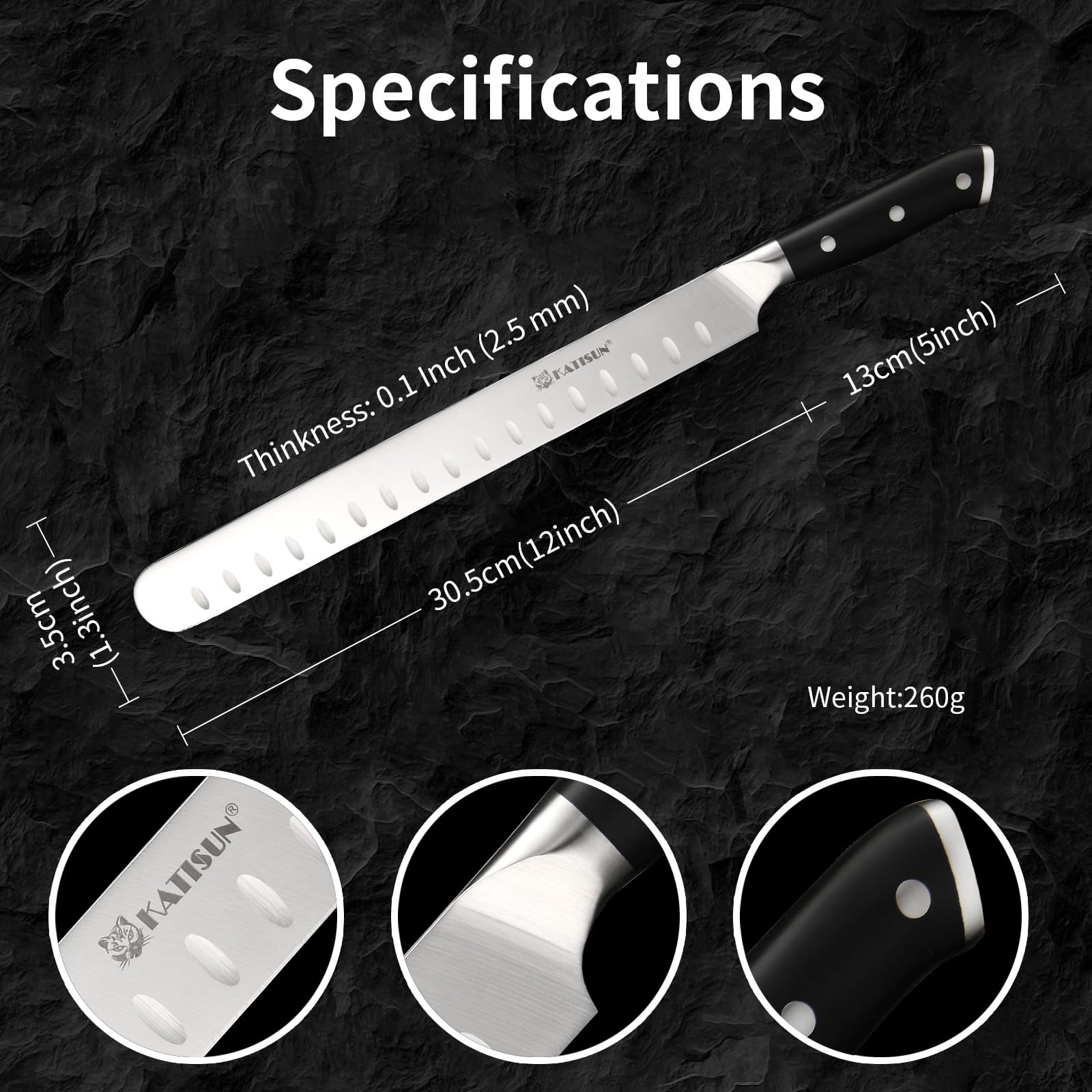 Brisket Knife, 12 Inch Carving & Slicing Knife for Meat Cutting, BBQ, Razor Sharp German Steel, Sheath Included, Ergonomic Handle Design, Grilling Gifts for Men — Amazon image 2