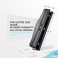 Vista 5 de Perforadora de 3 agujeros resistente, perforadora de agujeros de 3 anillos para carpeta, perforadora de papel ajustable de 10 hojas, perforadora