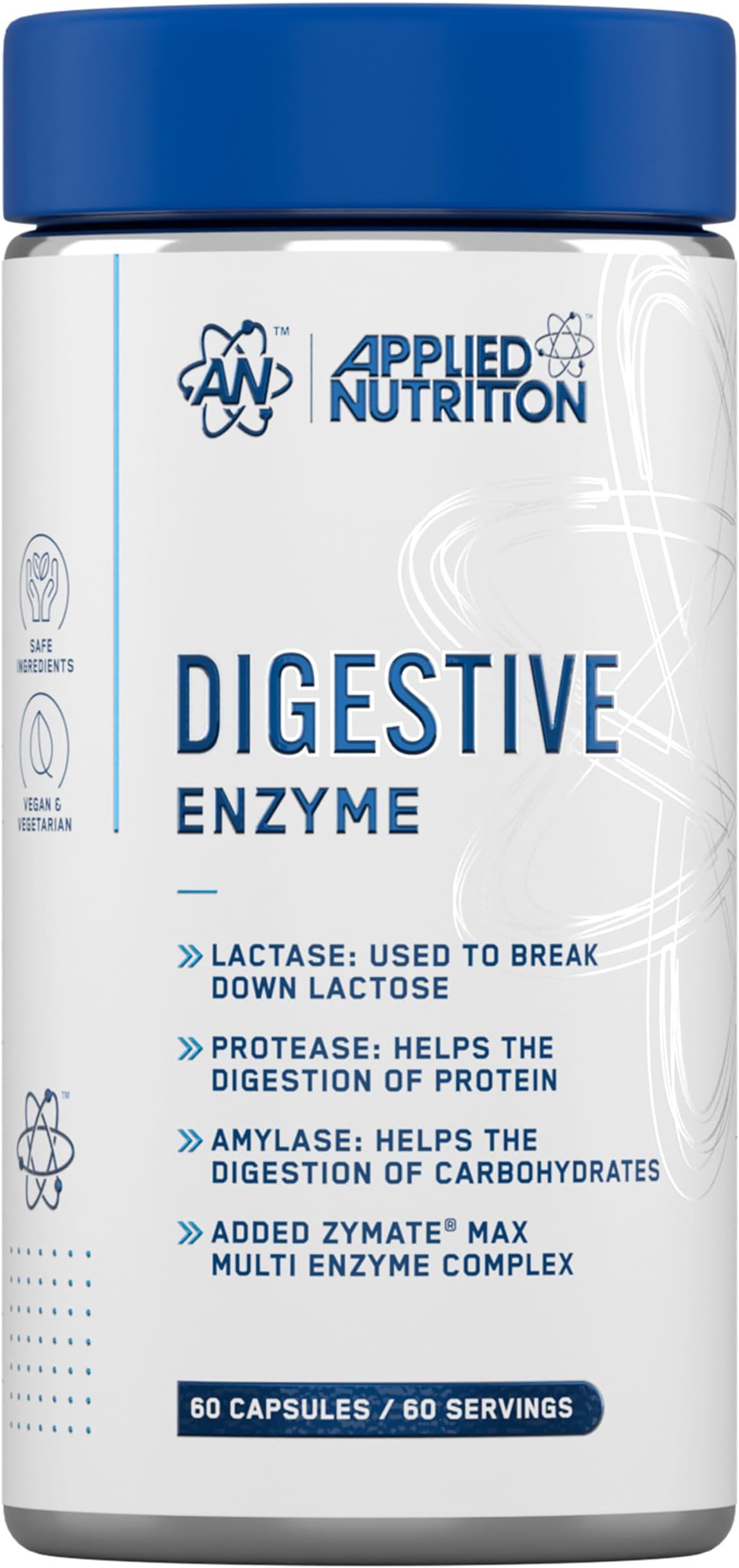 Digestive Enzyme - Vegan Digestive Enzymes Capsules, with Lactase, Protease, Amylase, Aids Digestion of Carbohydrates, Lactose, Proteins, Fats, for Flatulence Control (60 Servings)