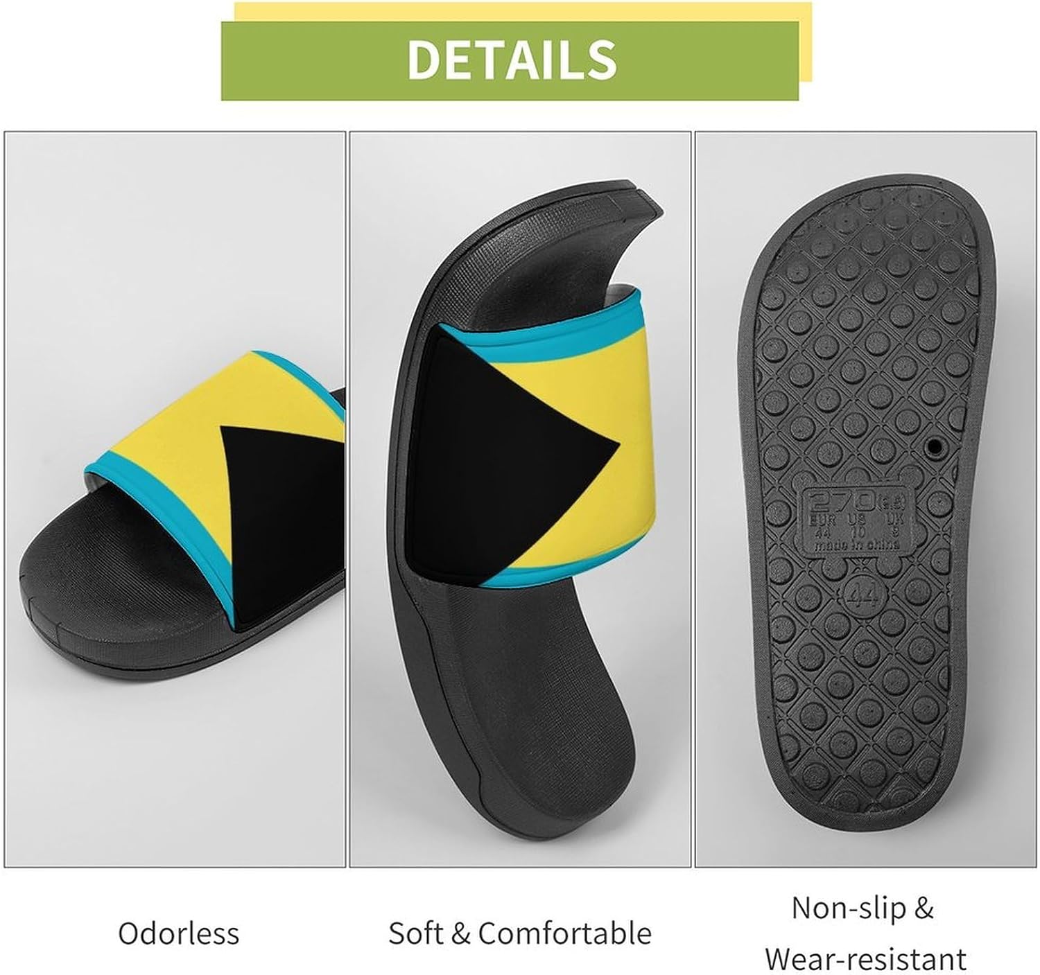 Bahamas Flag House Slippers for Women Men Lightweight Open-toe Slide Shoes for Bathroom Swimming Beach