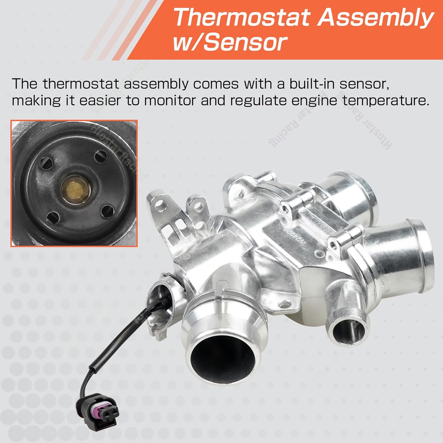 Aluminium Thermostat Assembly w/Sensor Compatible with Land Rover LR4 Discovery Range Rover Sport Velar, Compatible with Jaguar F-Type F-Pace XF XE XJ 3.0 2014-20 Replace for LR117568