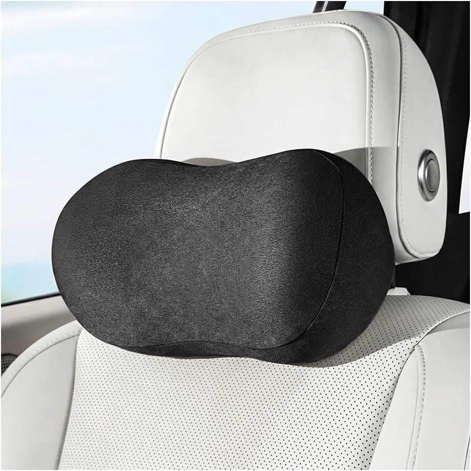 Car Headrest Pillow, Memory Foam Ergonomic Vehicle Neck Pillow with Adjustable Strap, Automotive Interior Seat Neck Support Cushion, Universal for SUV Automobile Truck (Black)