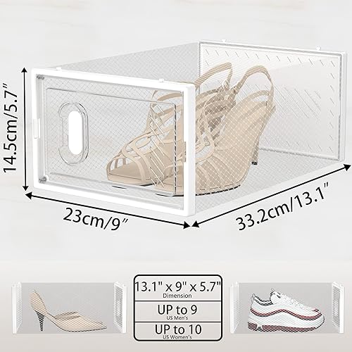 Miniatura 6 de Almacenamiento de zapatos, paquete de 12 organizadores de zapatos para armario, cajas de zapatos apilables de plástico transparente con tapas
