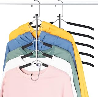 2 Pack Coat Hangers Space Saving Hangers for clothes- Upgrade Non-Slip Hangers Rack with Foam Padded Swing Arm Hangers Multiple Layers Closet Organizer and Storage for Coat, Slacks, Scarf, Tie