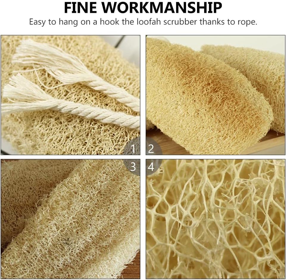 EXCEART Natural Loofah Sponge Back Scrubber for Men and Women 16.5 Inch Exfoliating Body Scrubber with Rope for Shower Suitable for Arms Legs Chest and Back