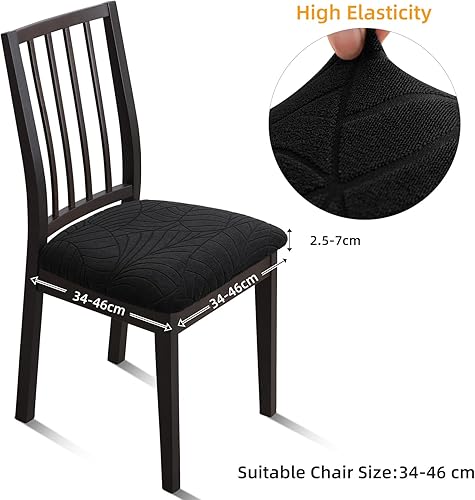 Miniatura 3 de Juego de 6 fundas impermeables para asiento de silla de comedor, fundas de silla de jacquard elásticas, extraíbles y lavables para sillas de cocina,
