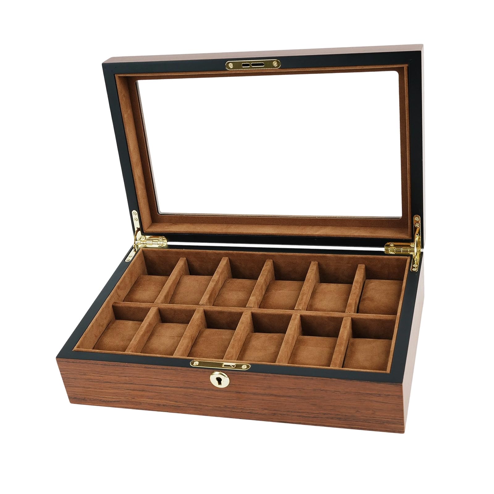 Vitrina de madera de alta calidad para relojes de 6, 10, 12 relojes con ventana visible, caja de colección de relojes
