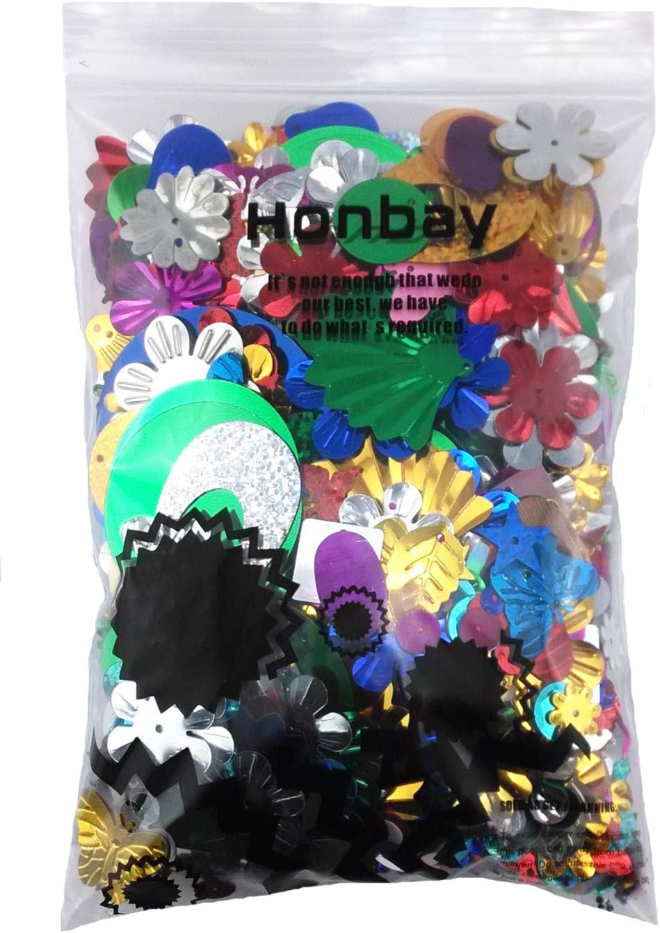 Honbay 100 Gram Mixed Sequins and Spangles Craft Supplies, Assorted Shapes, Color and Sizes
