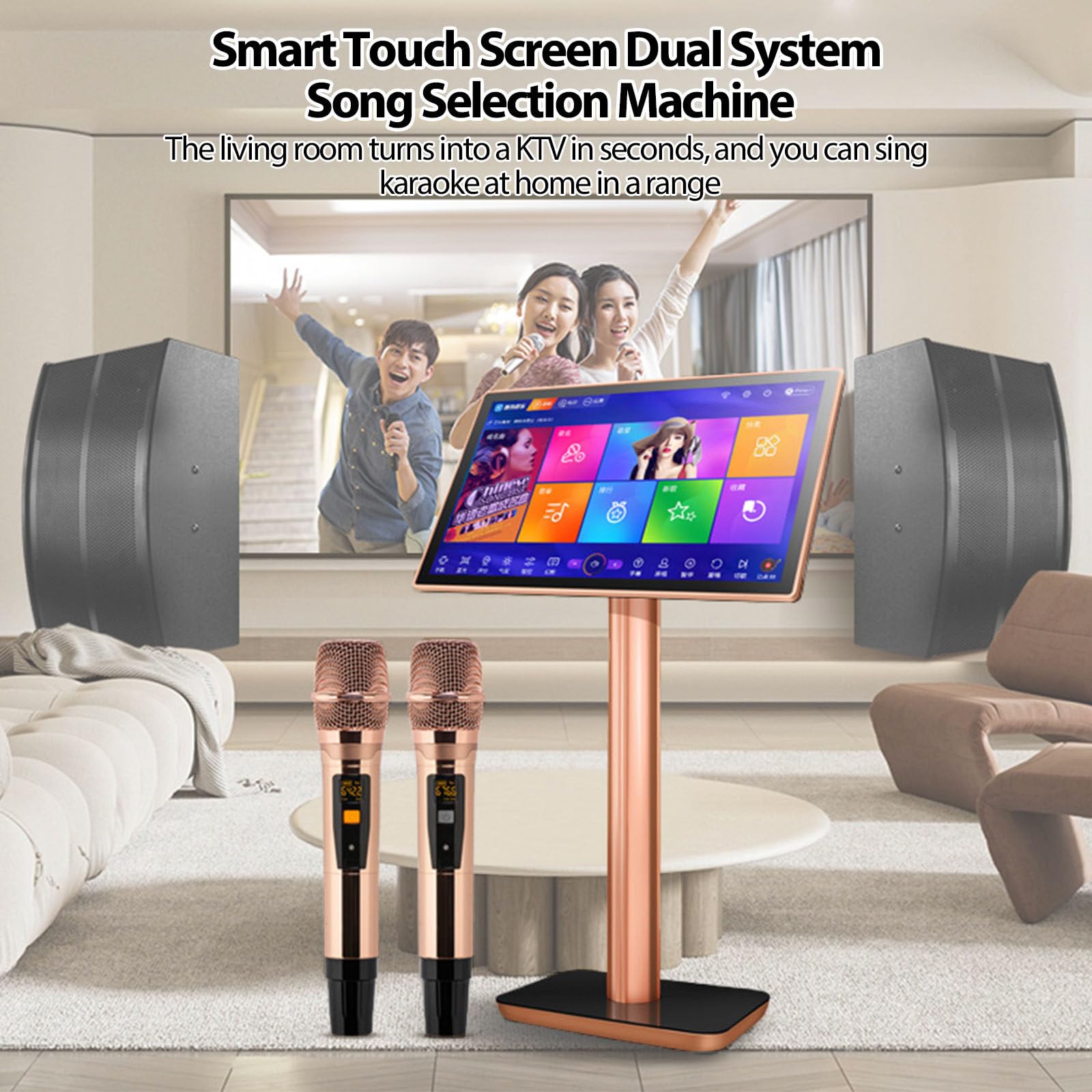 Macchina per karaoke tutto in uno, telecomando per telefono cellulare touch screen e macchina per karaoke con controllo app, lettore karaoke che canta KTV per feste in casa, bar,19.5inch-4TB