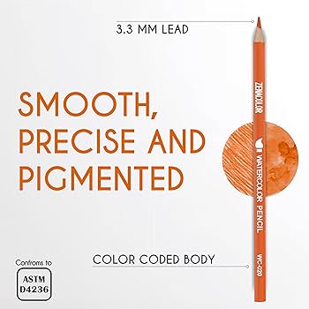 Amazon | 水彩色鉛筆72色、番号付き、筆付き、Zenacolor社メタル