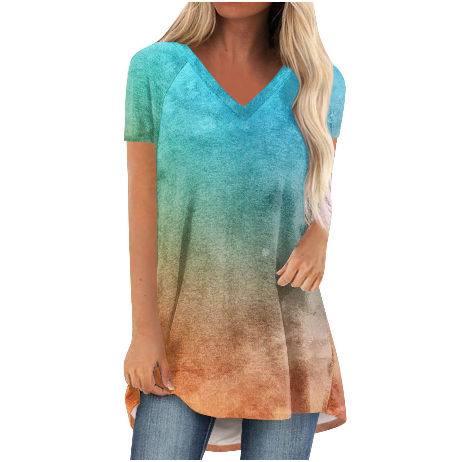 Short Sleeve Shirts For Women Square Neck Solid Color Pullover