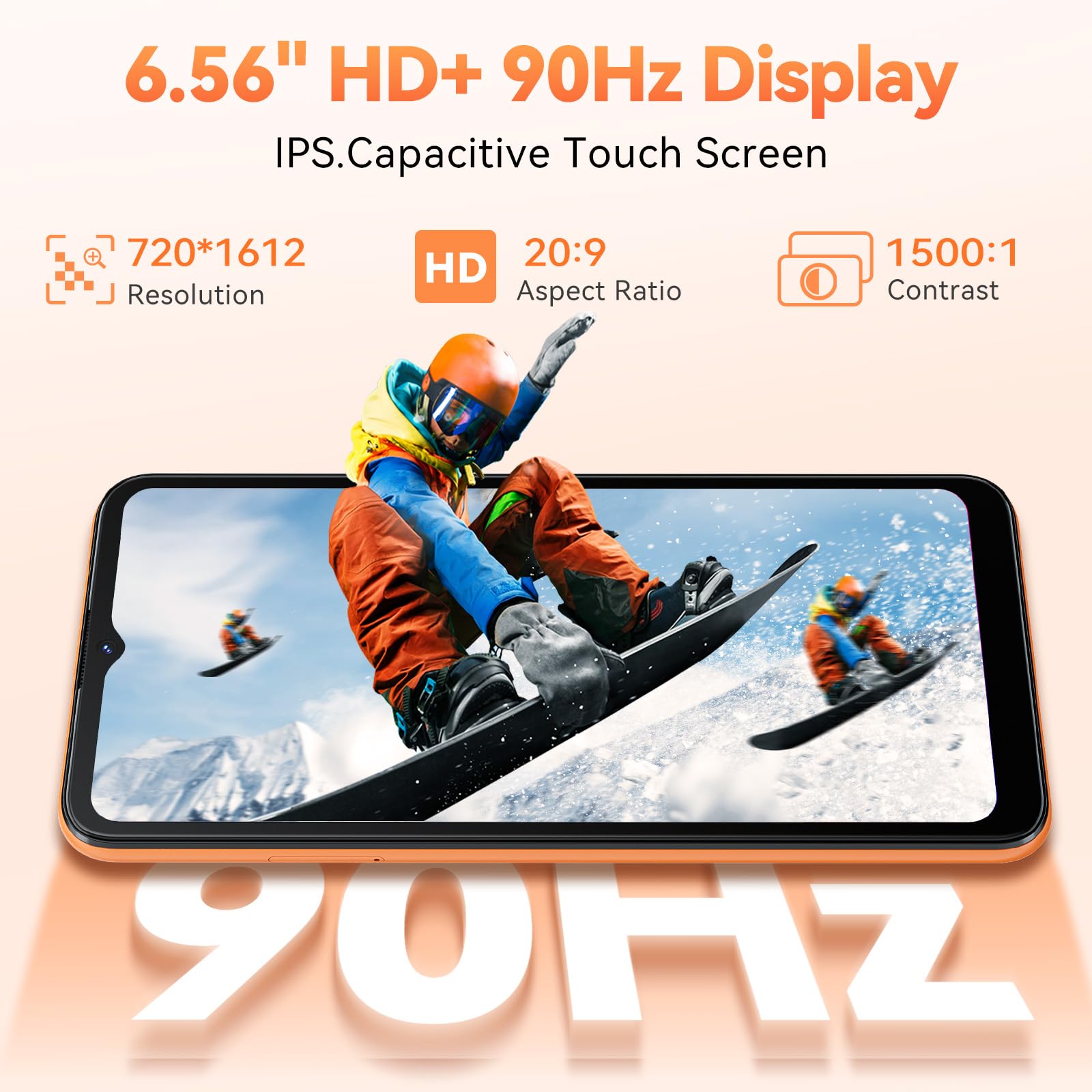CUBOT Note 21 Smartphone 12GB(6+6) RAM + 128GB ROM TF 1TB Expand 6,56" 90Hz Schermo Android 13 Telefono Cellulare 50MP Fotocamera 5200mAh 4G Doppio SIM Octa Core Face ID - Arancione