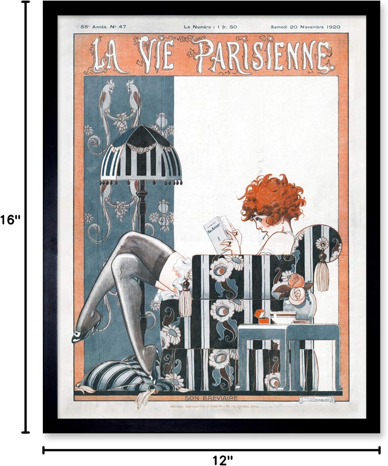 Artery8 La Vie Parisienne My Love Red Head Magazine Cover Art Print Framed Poster Wall Decor 12x16 inch
