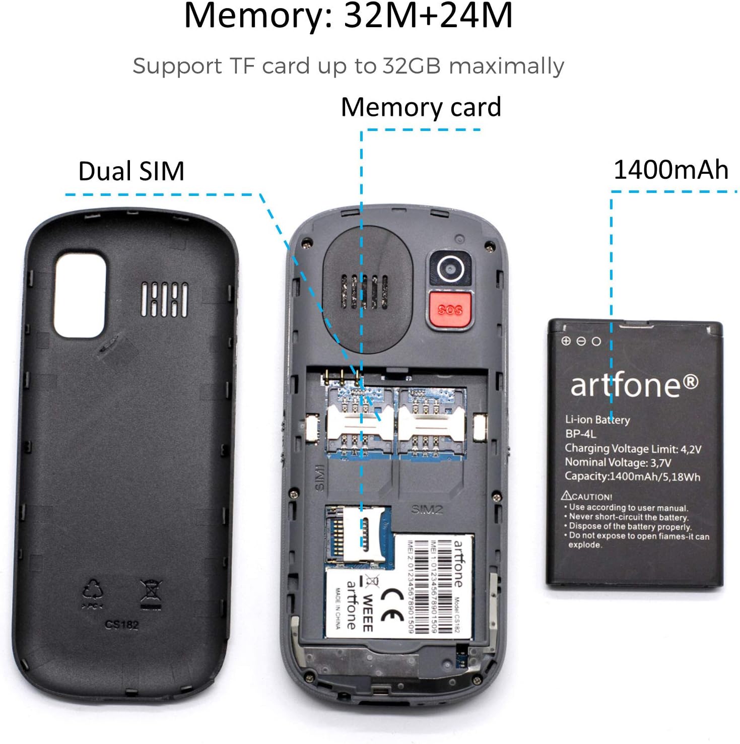 artfone CS182 SIM and Battery Installation