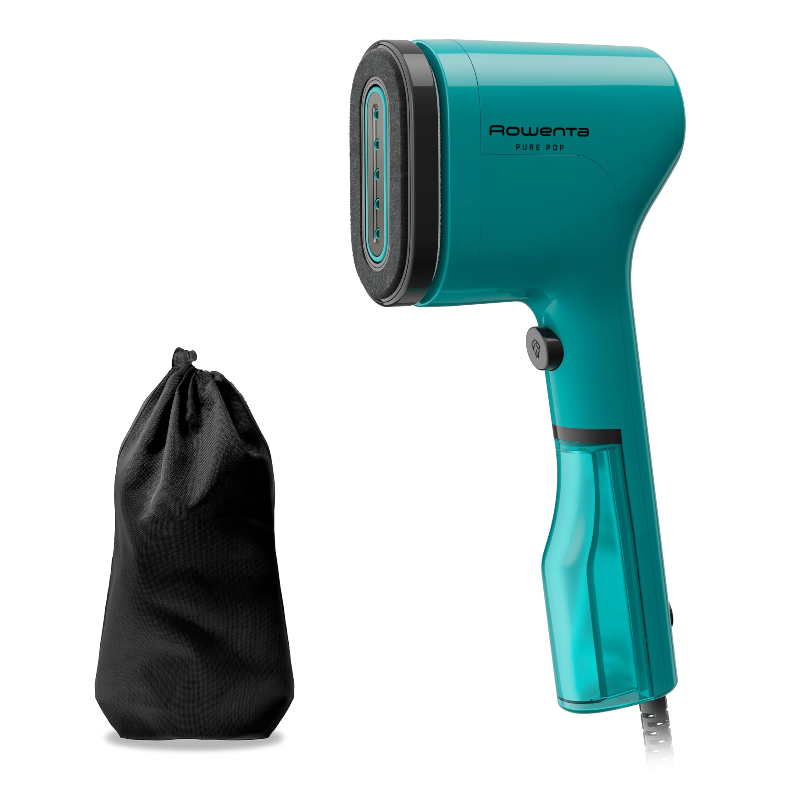 Rowenta Pure Pop - Cepillo de vapor de 1300 W con salida de vapor de hasta 20 gr/min que plancha y purifica, elimina pelusas y pelo, cabezales reversibles, diseño para viaje, color verde, DR2024