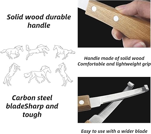 Miniatura 4 de SHYEKYO Cuchillo de pezuña, cuchillo de acero al carbono con forma de hoja recta con mango de madera antideslizante, versátil herramienta de corte