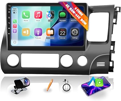 for Honda Civic 2006-2011 RHD 8 Core 4G+64G CarPlay Android Auto Navigation Stereo GPS Radio Reverse Camera Display 10" IPS Touchscreen Headunit Tablet Pad Media Player