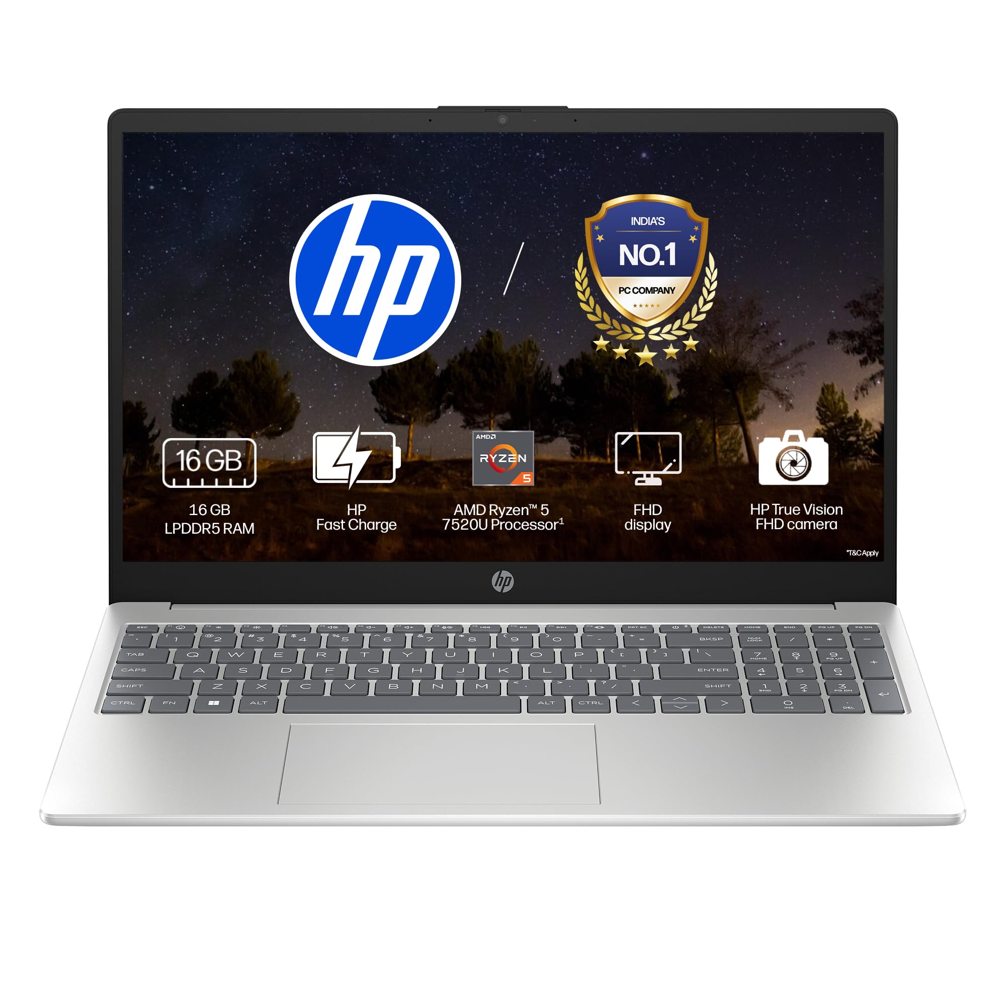 HP 15 AMD Ryzen 5 7520U 16GB 512GB Silver - Image 1