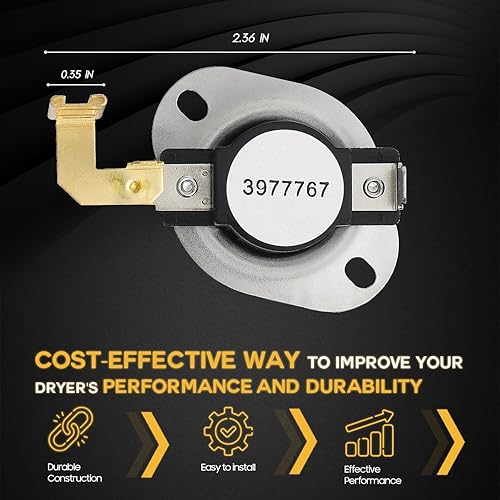 Miniatura 3 de Seentech - Pieza de repuesto para termostato de secadora Lifetime 3977767, fácil de instalar, ajuste exacto para secadores Whirlpool y Kenmore,