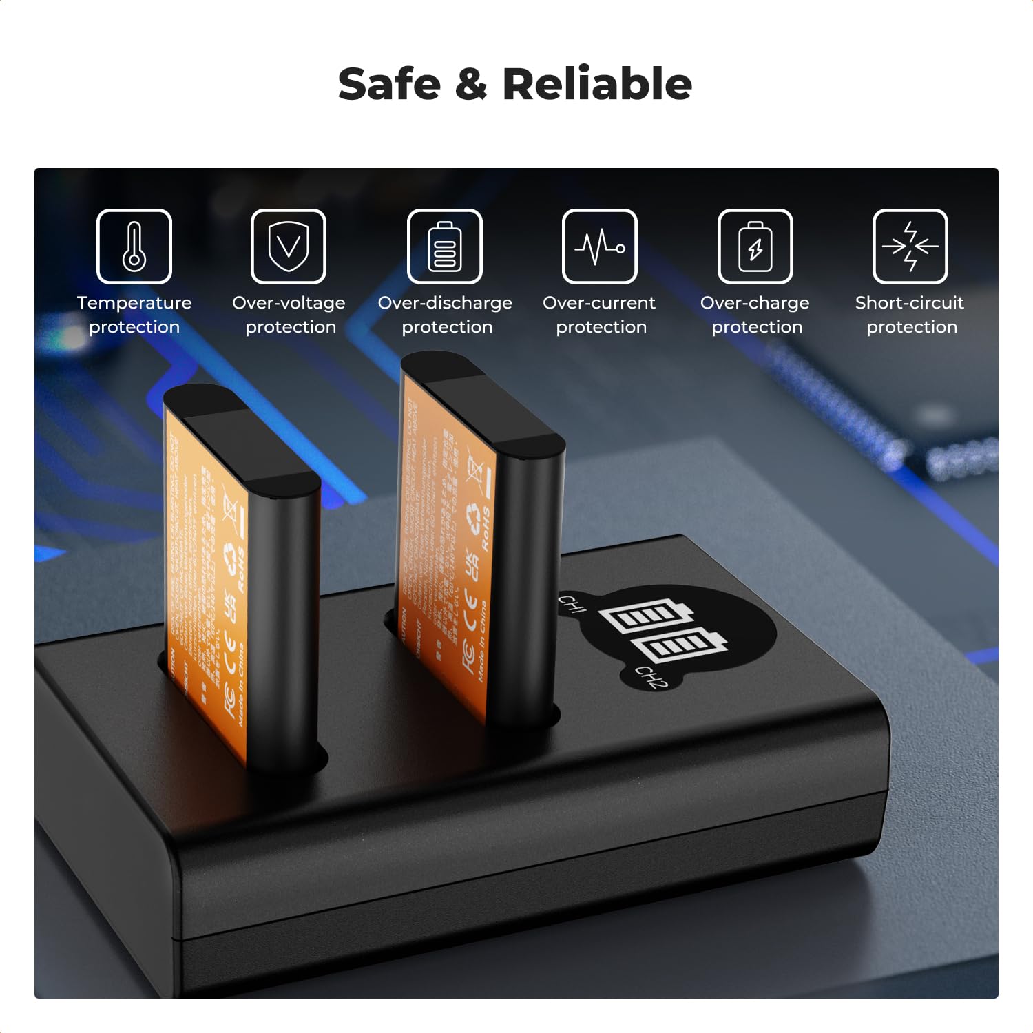 2 Batteries + Chargeur Double USB Type DB-110 Compatible Ricoh GR III, G900, WG-6 - Kit Puissance Longue Durée