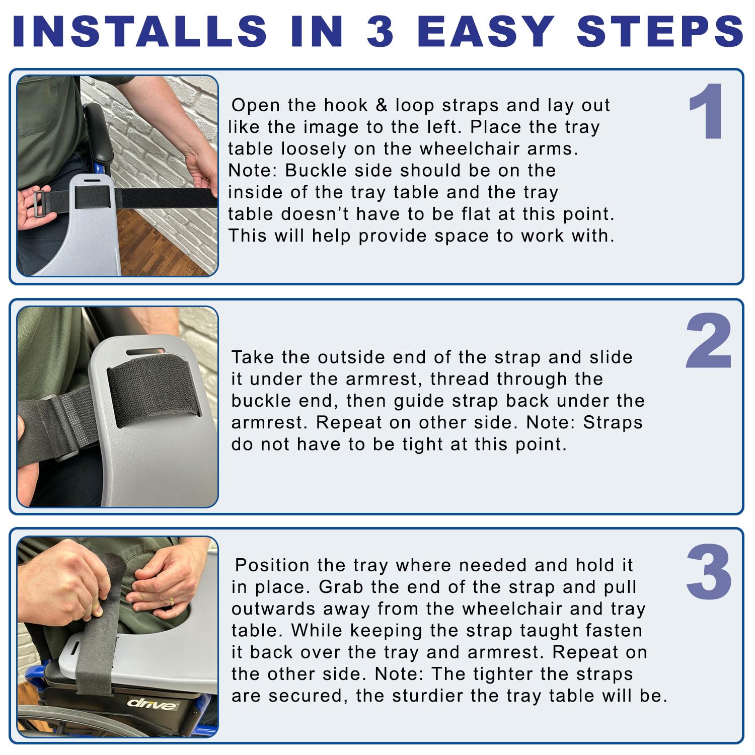 AlveyTech Wheelchair Tray Table with Cup Holder - Fits 18-20 Inch Wide Standard Wheelchairs Like Drive, Golden, & Invacare, Universal Removable Lap Desk for Adults Eating Reading Resting