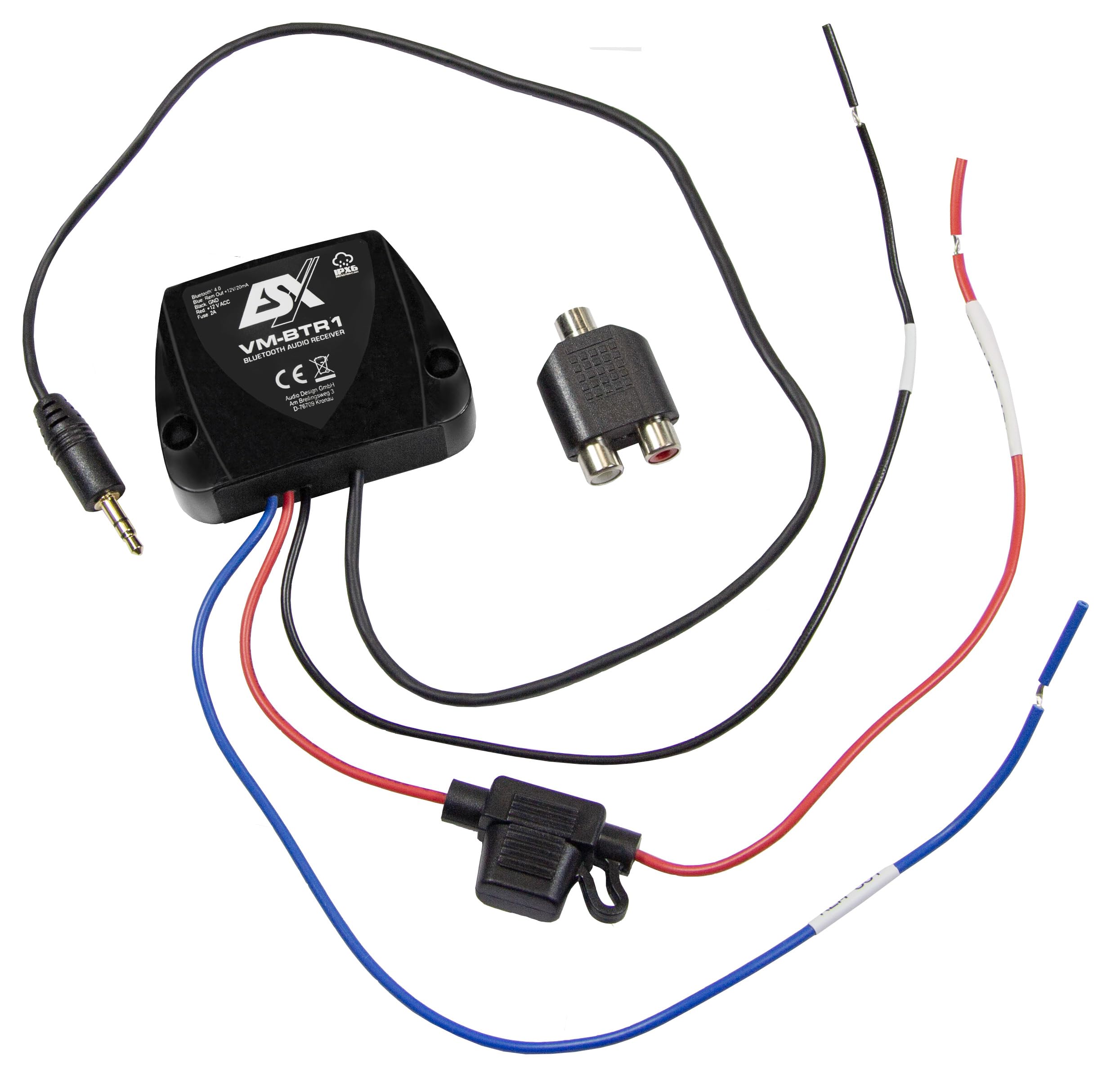 ESX Marine Audio - VM-BTR1 - Marine Bluetooth 4.0 Receiver/Empfänger mit aptX - Schutzklassifizierung IPX6 - passend für Boote/ATV/Motorcycle u.v.m.